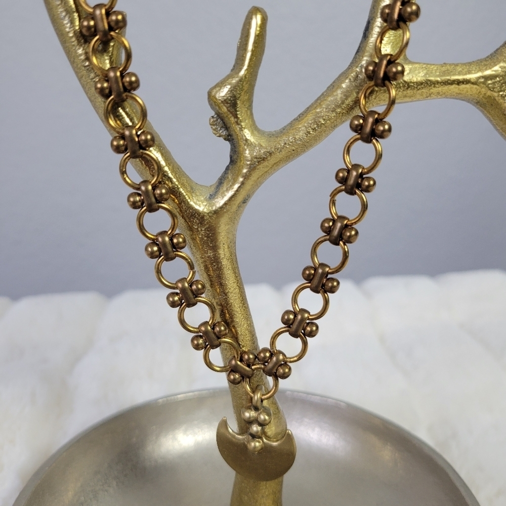 VANESSA MOONEY // ltd ed unique brass link pendant choker necklace rare - Picture 6 of 7